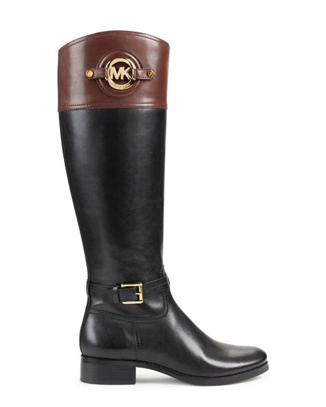 michael kors stockard leather riding boot black|micheal kors stockard two tone leather riding boot .